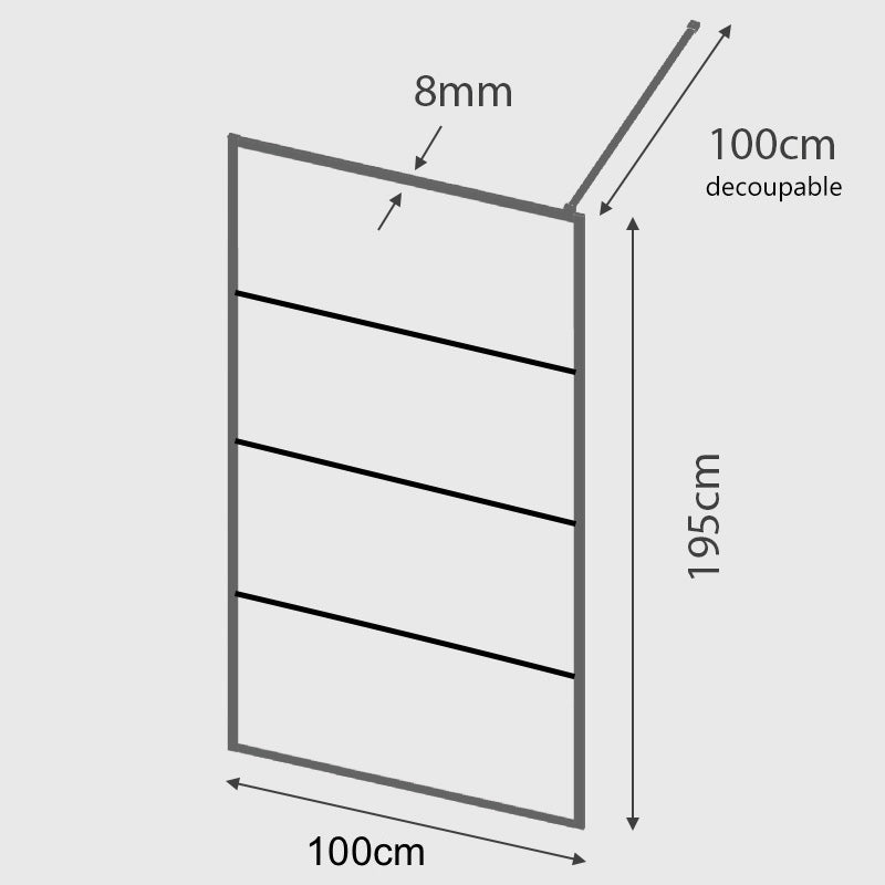 Dimensions Paroi de douche fixe FRESH INDUSTRIAL LIGNES