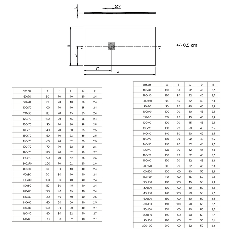 Receveur de douche extra plat STRATO surface ardoisée, rectangulaire blanc