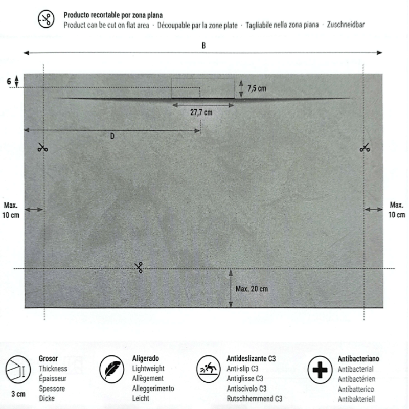 Receveur de douche extra-plat en fonte minérale LYRA - Le Monde du Bain