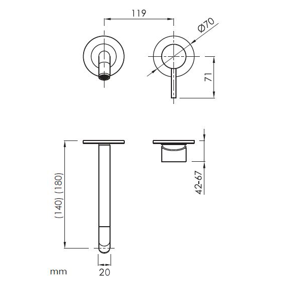 Robinet mitigeur mural LOOP or brossé