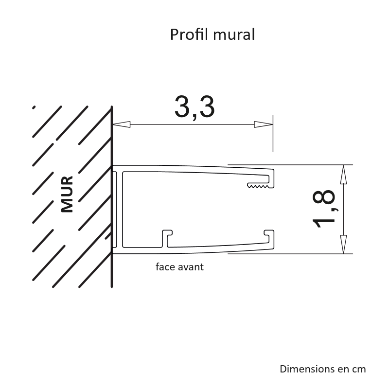 Dimensions profil mural - Paroi de douche fixe FRESH LEVANTE profil chromé - Le Monde du Bain