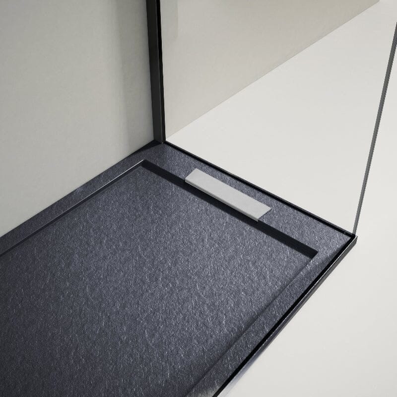 Receveur de douche extra plat LUX en résine surface ardoisée anthracite - Le Monde du Bain