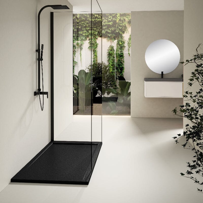 Receveur de douche extra plat LUX en résine surface ardoisée noir - Le Monde du Bain