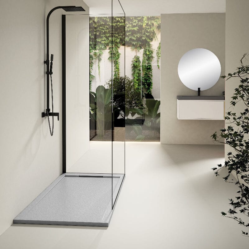 Receveur de douche extra plat LUX en résine surface ardoisée gris - Le Monde du Bain