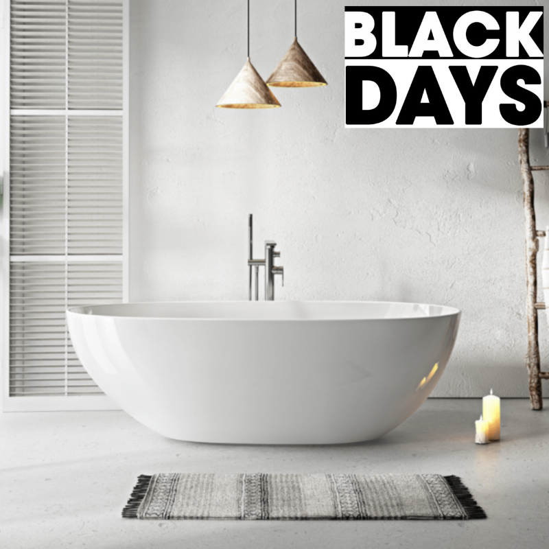 Baignoire îlot design ovale FLORIDA blanche brillante ou mate