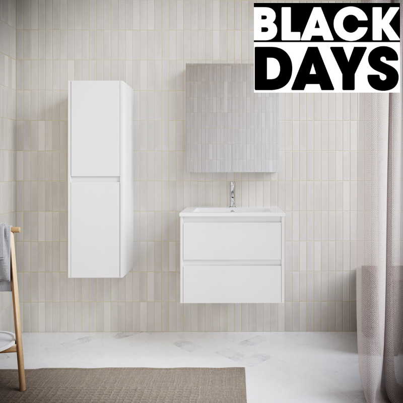 Meuble salle de bain design simple vasque FORTINA largeur 60 cm, blanc