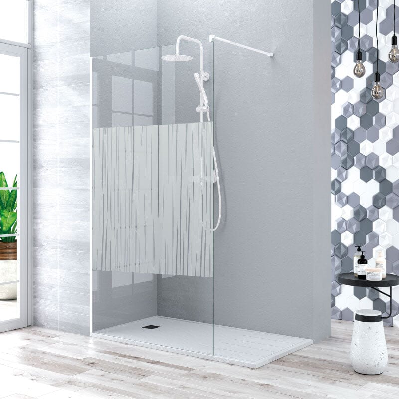 Paroi de douche fixe MANACOR profil blanc mat - Le Monde du Bain | Sérigraphié_miniature