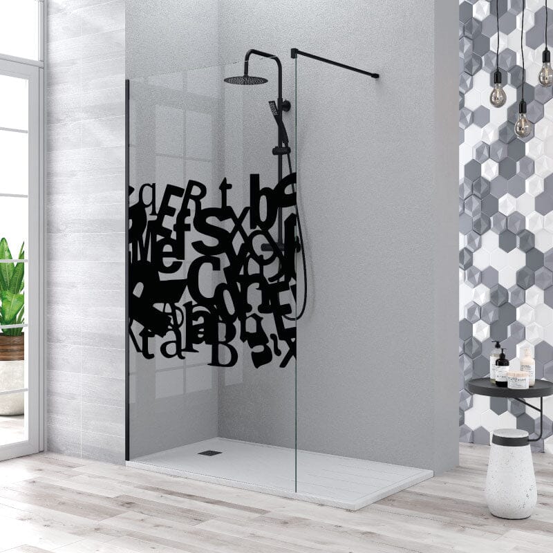 Paroi de douche fixe MANACOR profil noir mat - Le Monde du Bain | Sérigraphié_miniature