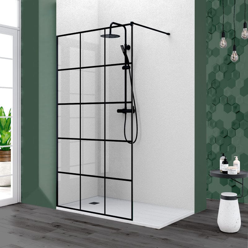 Paroi de douche fixe MANACOR INDUSTRIAL noir mat - Le Monde du Bain