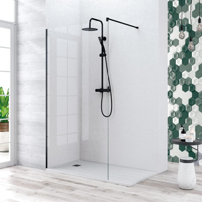 Paroi de douche fixe MANACOR profil noir mat - Le Monde du Bain | Transparent_miniature