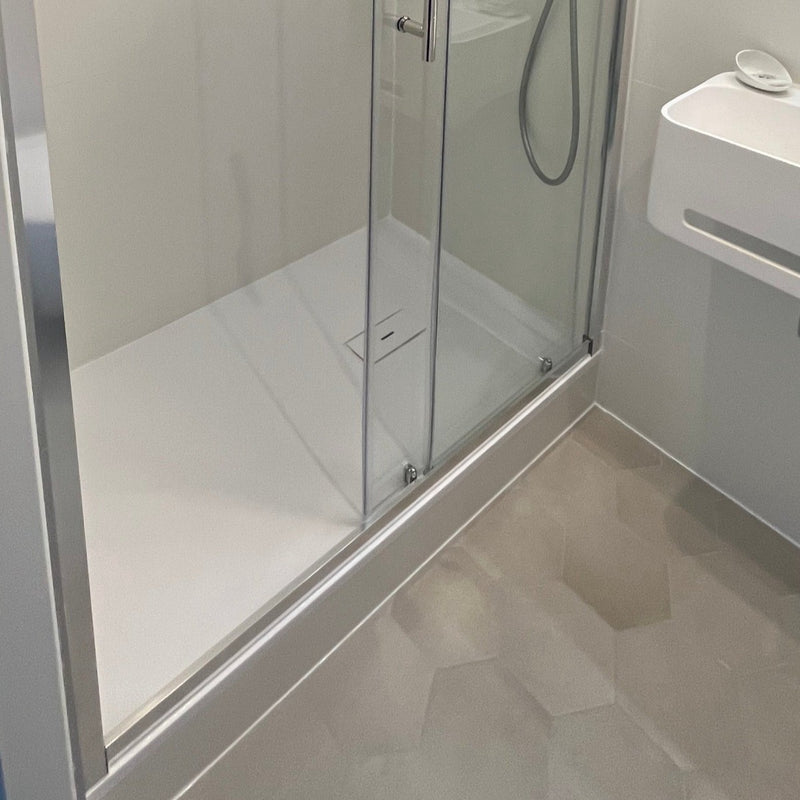 Receveur de douche extra plat FUSION en résine surface ardoisée blanc - Le Monde du Bain