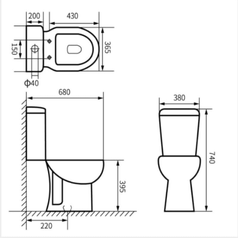 Toilette WC à poser BOLONIA en céramique