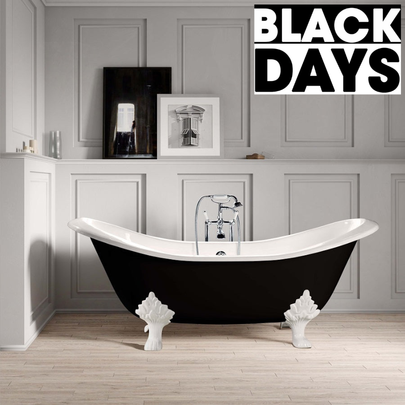 Baignoire sur pieds en fonte KINGSTON Noire