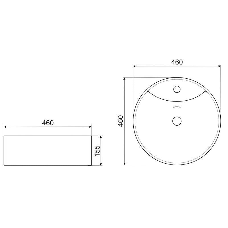 Dimensions Vasque à poser ronde en céramique TANZA noir mat marbré doré