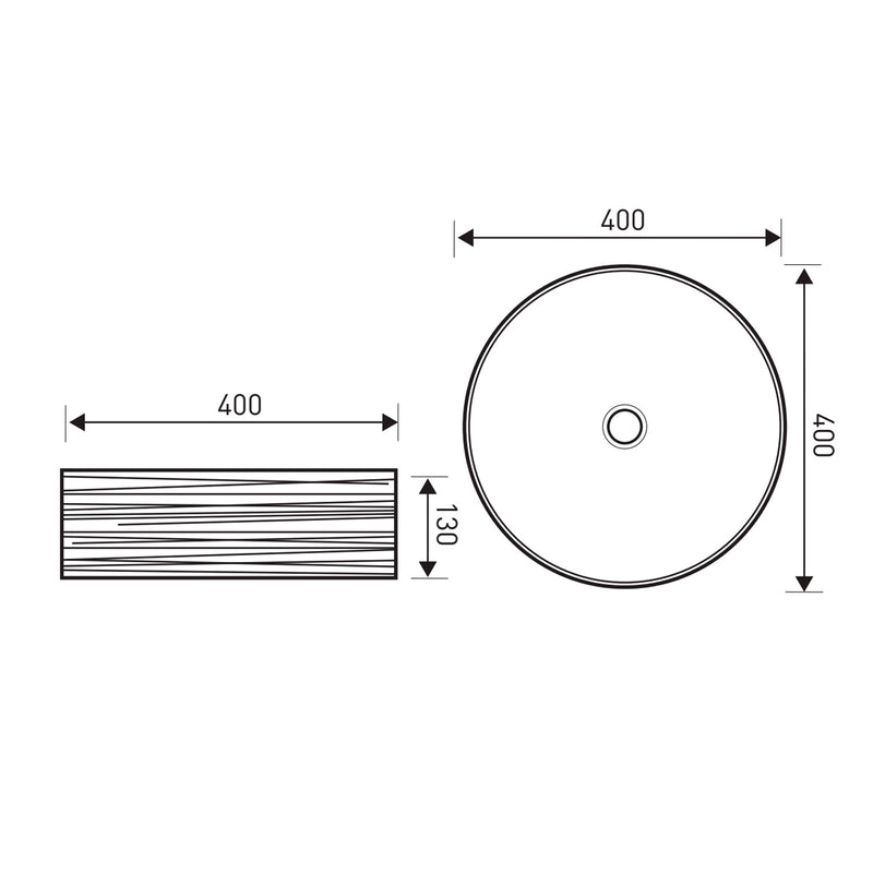 Dimensions Vasque à poser ronde en céramique PRISMA