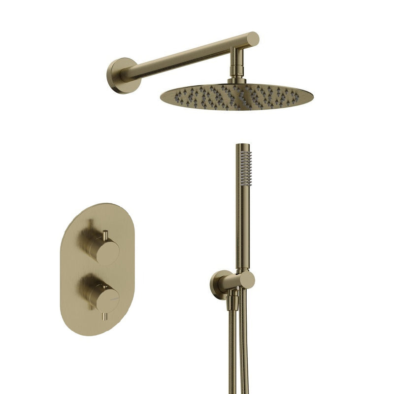 Kit de douche thermostatique à encastrer LOOP or brossé