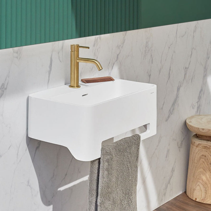 Lavabo suspendu design CORK 50 cm en sanydur - Le Monde du Bain