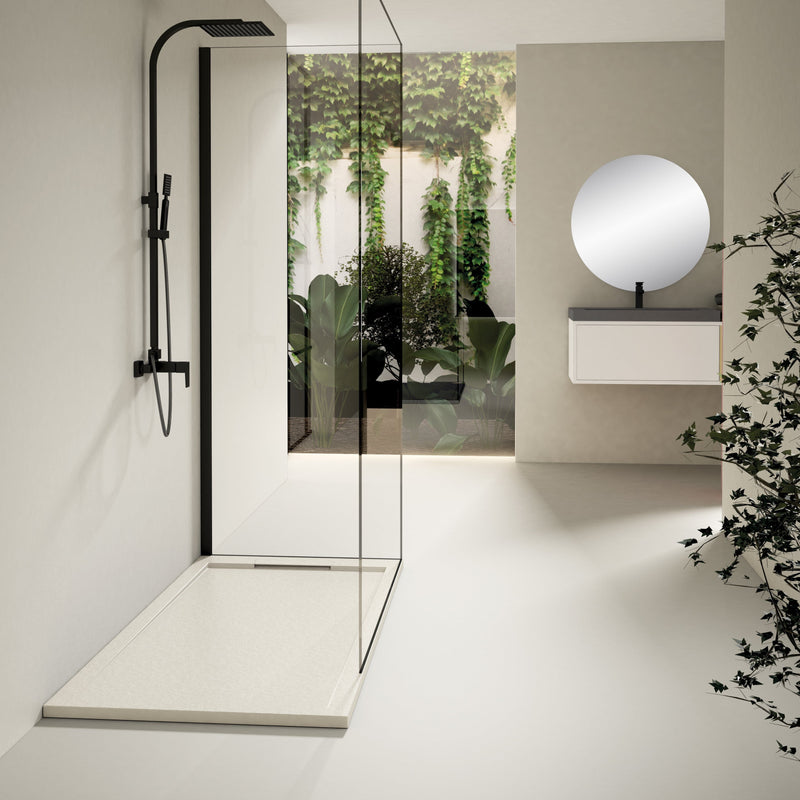 Receveur de douche extra plat LUX en résine surface ardoisée blanc - Le Monde du Bain