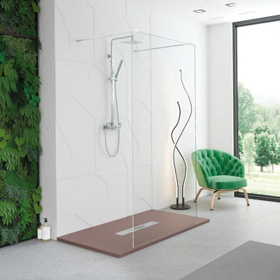 Paroi de douche fixe centrale 2 barres de fixation MANACOR blanc mat - Le Monde du Bain