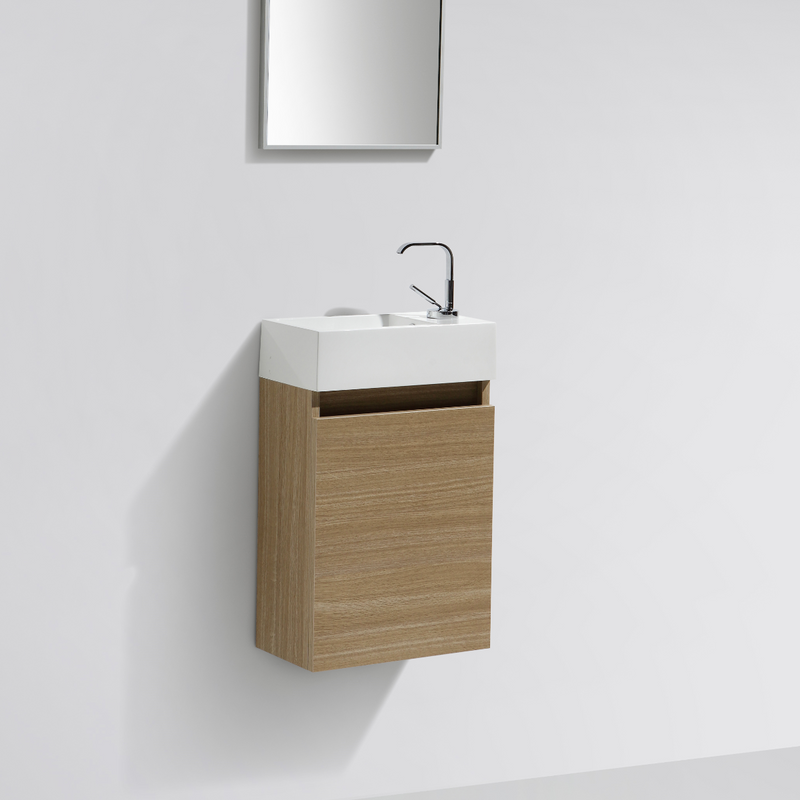 Meuble lave-main salle de bain design SIENA largeur 40 cm, chêne clair - Le Monde du Bain