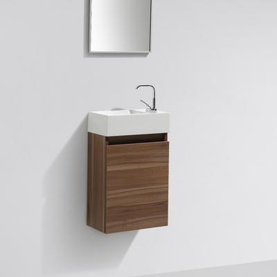 Meuble lave-main salle de bain design SIENA largeur 40 cm, noyer - Le Monde du Bain