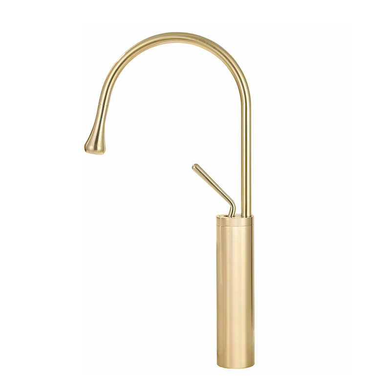 Mitigeur rehaussé pour vasque CALGARY or brossé - Le Monde du Bain