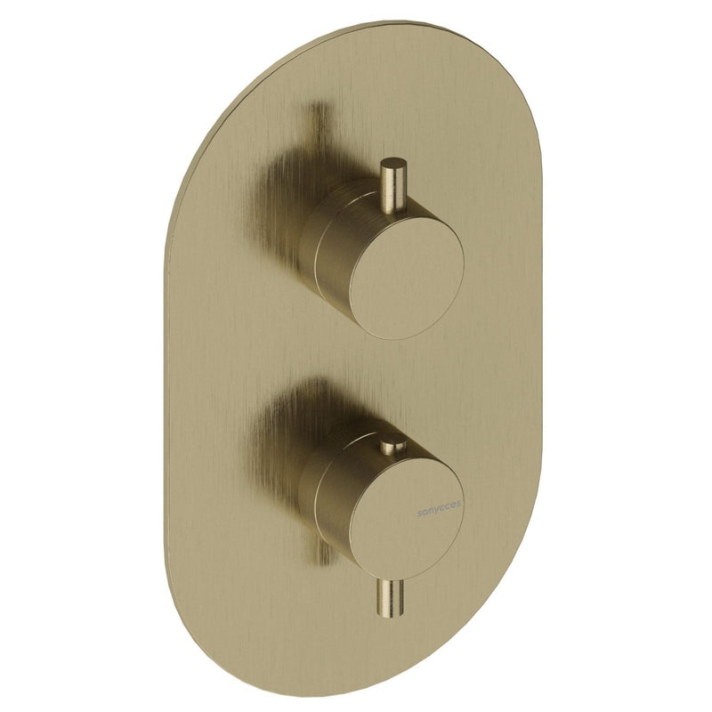 Kit de douche thermostatique à encastrer LOOP or brossé - Le Monde du Bain