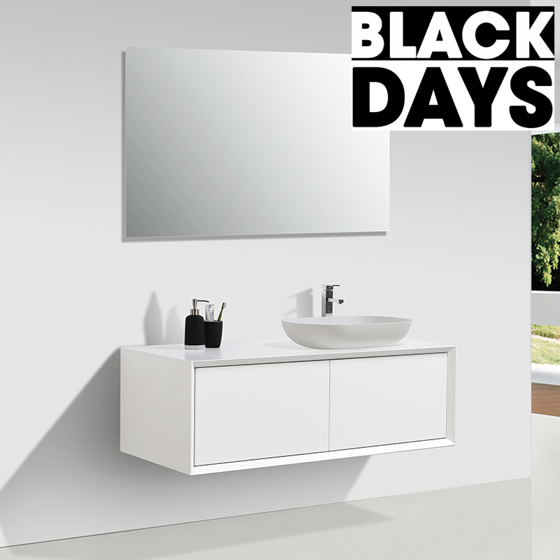 Meuble salle de bain pour vasque à poser PALIO largeur 120 cm, blanc mat