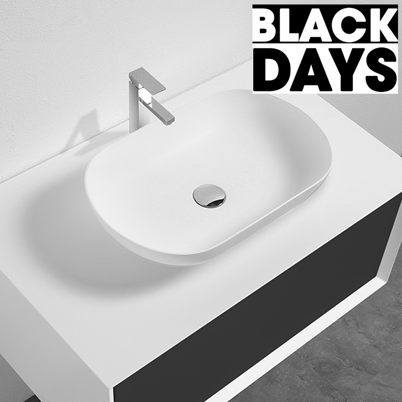 Vasque à poser en pierre de synthèse PALIO blanc mat