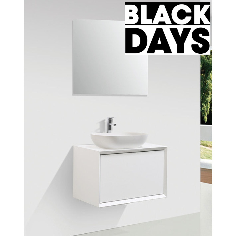 Meuble salle de bain pour vasque à poser PALIO largeur 60 cm, blanc mat