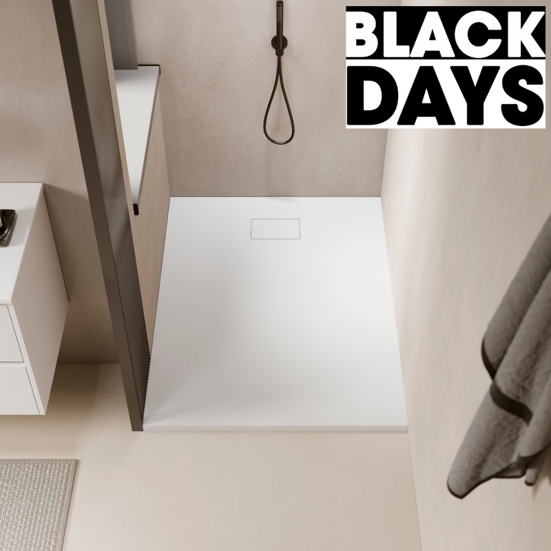 Receveur de douche extra plat PIATTO en SoliCast® surface ardoisée blanc