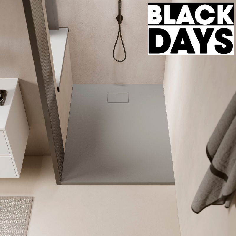 Receveur de douche extra plat PIATTO en SoliCast® surface ardoisée gris