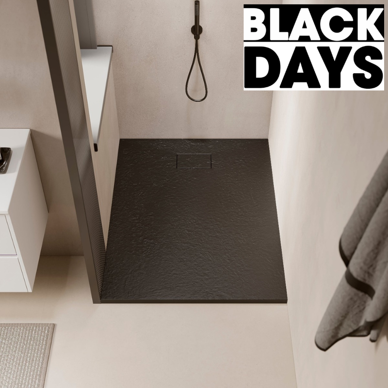 Receveur de douche extra plat PIATTO en SoliCast® surface ardoisée noir