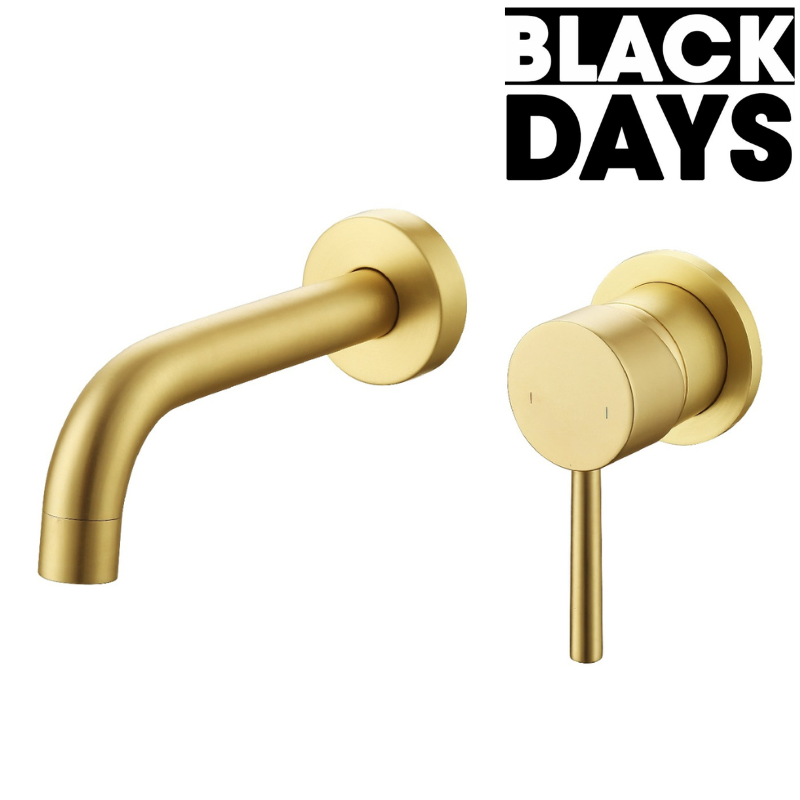 Robinet mitigeur mural encastré 2 trous PIZO or brossé