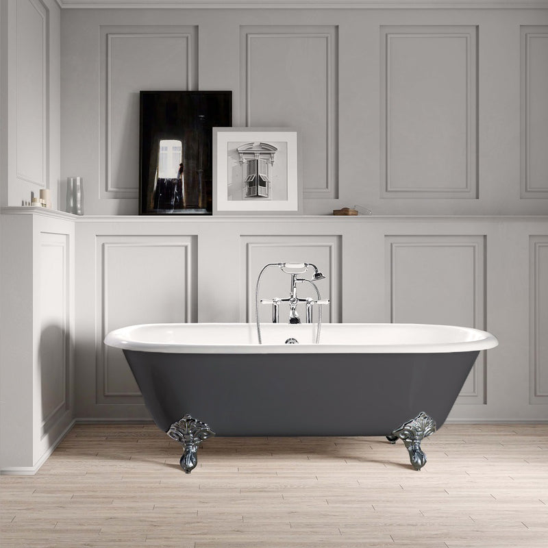 Baignoire sur pieds en fonte PLYMOUTH Grise - Le Monde du Bain