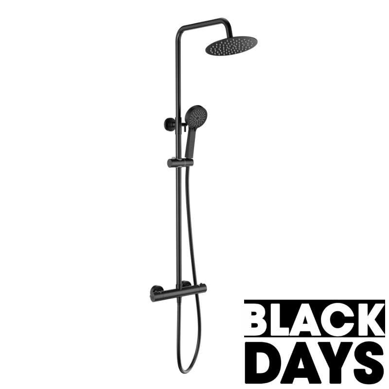 Colonne de douche thermostatique PONTI noir mat
