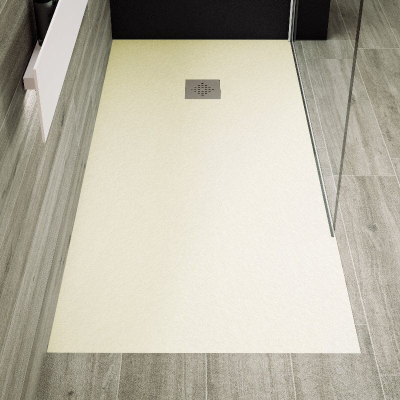 Receveur de douche extra plat PURE en résine surface ardoisée grille inox - Le Monde du Bain