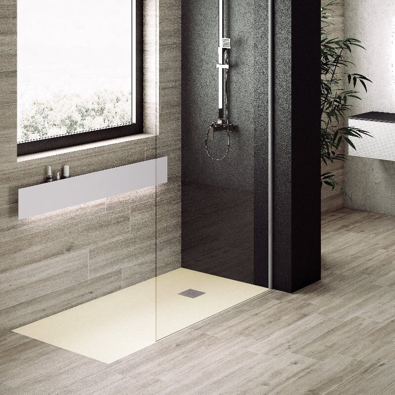 Receveur de douche extra plat PURE en résine surface ardoisée grille inox - Le Monde du Bain