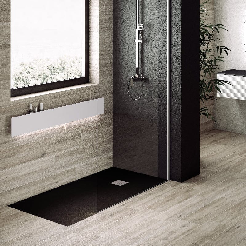 Receveur de douche extra plat PURE en résine surface ardoisée noir - Le Monde du Bain