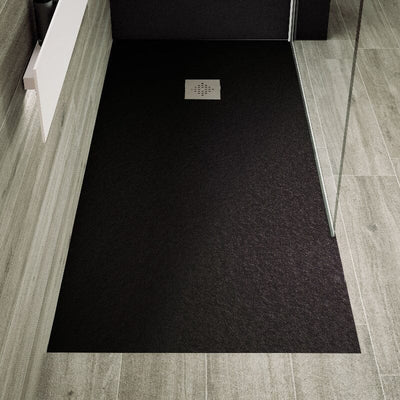 Receveur de douche extra plat PURE en résine surface ardoisée noir - Le Monde du Bain