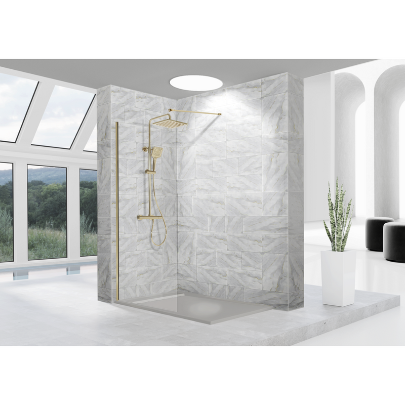 Paroi de douche fixe FRESH avec profil OR BROSSÉ - Le Monde du Bain