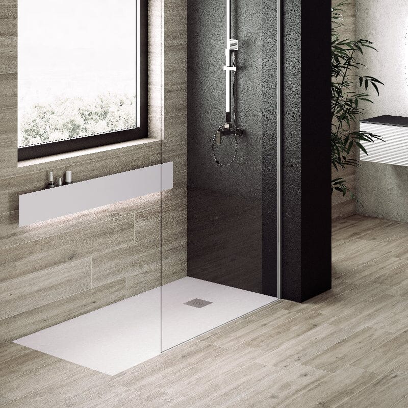 Receveur de douche extra plat PURE en résine surface ardoisée blanc - Le Monde du Bain
