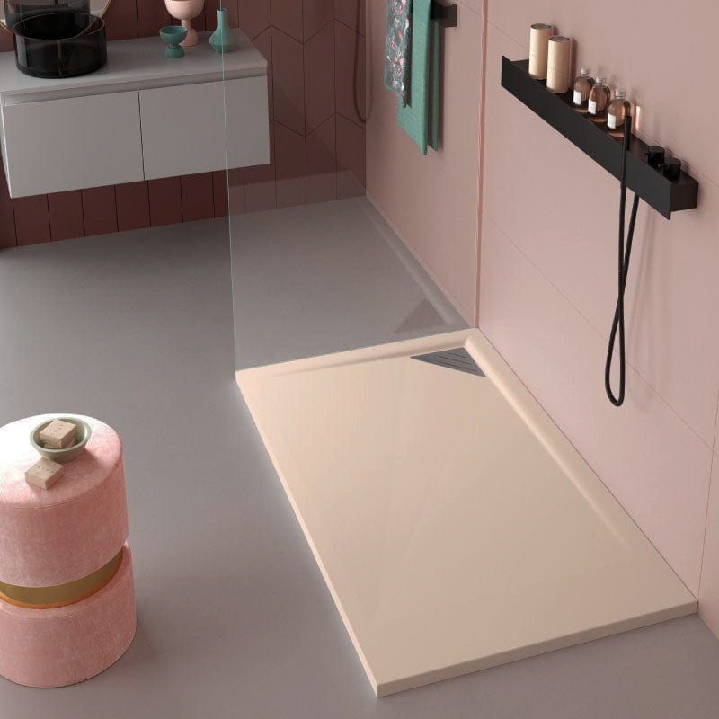 Receveur de douche extra plat TRINITY beige - grille droite - Le Monde du Bain