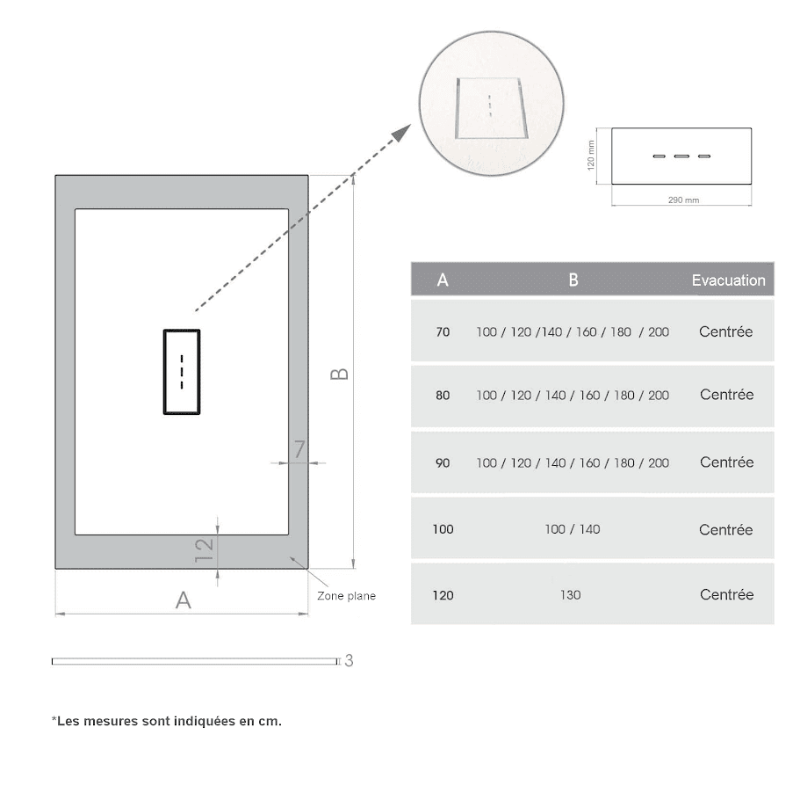 Receveur de douche extra-plat en fonte minérale VIC - Le Monde du Bain