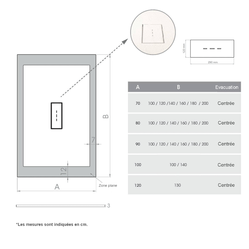 Receveur de douche extra-plat en fonte minérale VIC - Le Monde du Bain