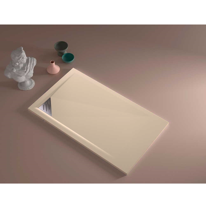 Receveur de douche extra plat TRINITY beige - grille gauche - Le Monde du Bain