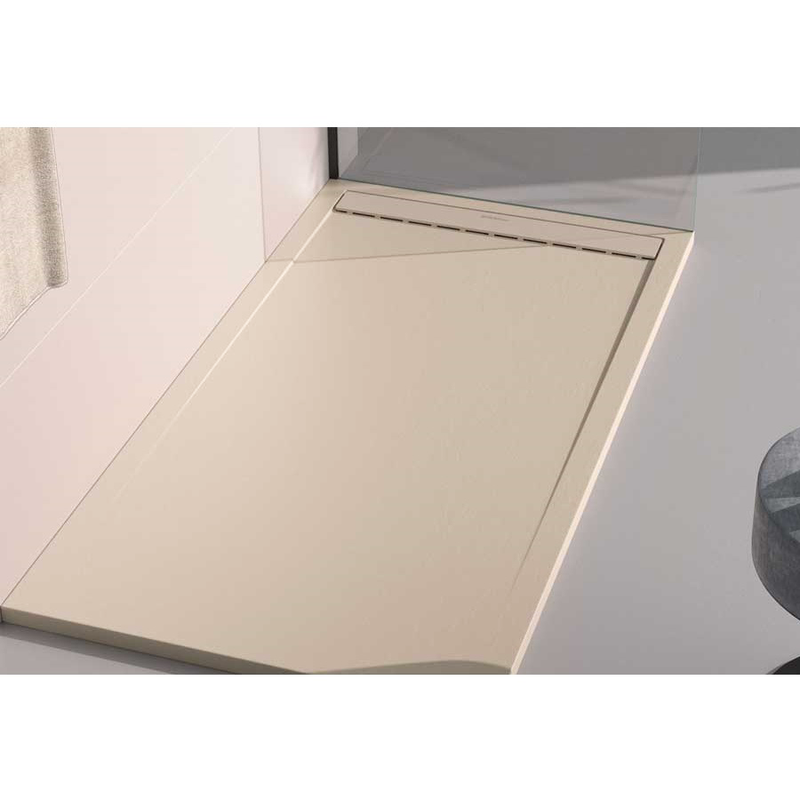 Receveur de douche extra plat CLEVER en résine surface ardoisée beige