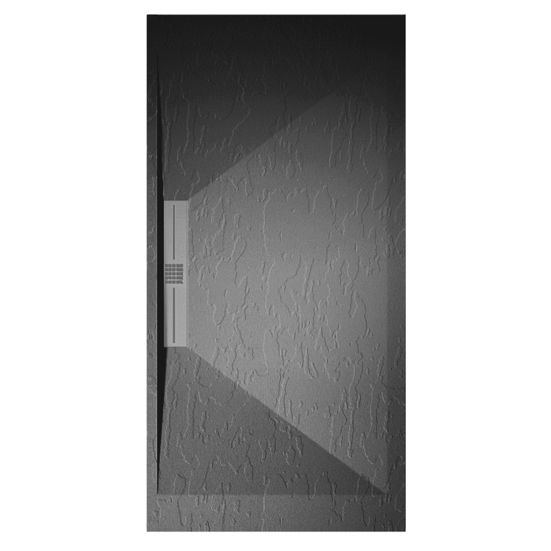 Receveur de douche extra plat EDIS en résine surface ardoisée anthracite - grille inox - Le Monde du Bain