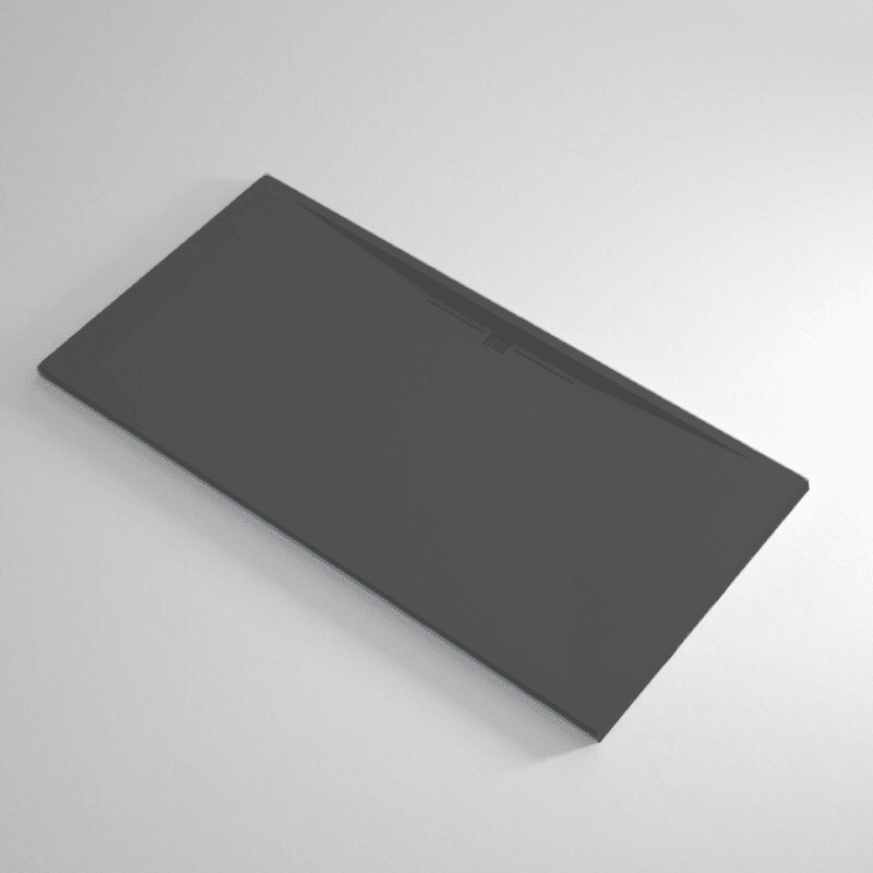 Receveur de douche extra plat EDIS en résine surface ardoisée anthracite - grille anthracite - Le Monde du Bain