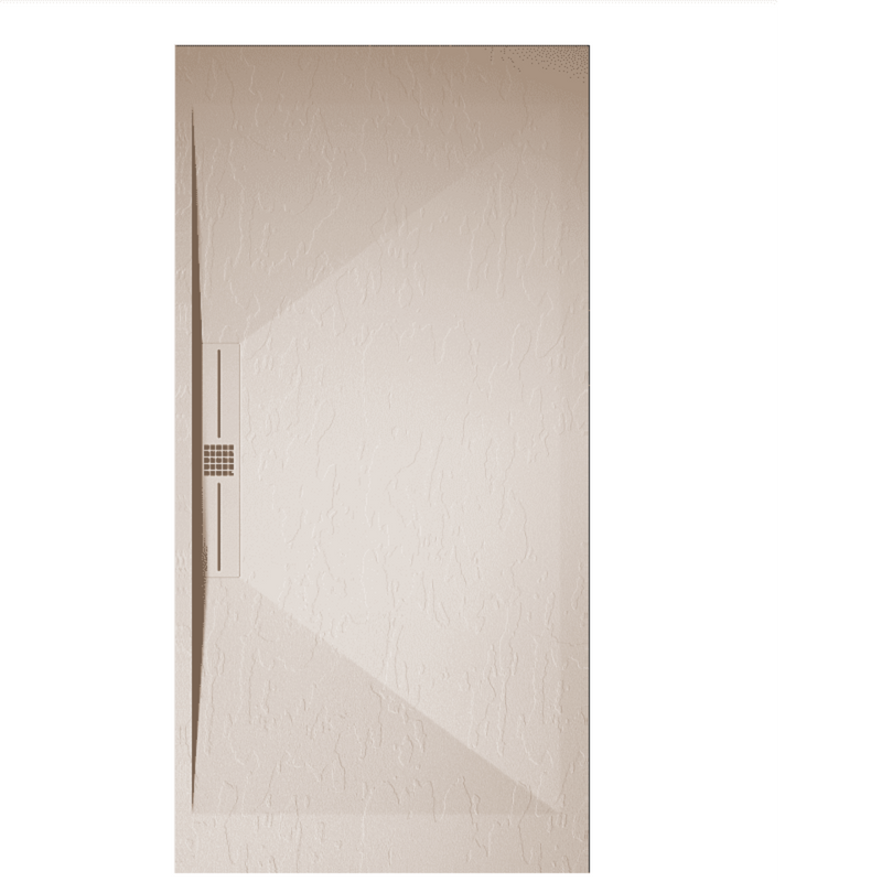 Receveur de douche extra plat EDIS en résine surface ardoisée beige - grille beige - Le Monde du Bain